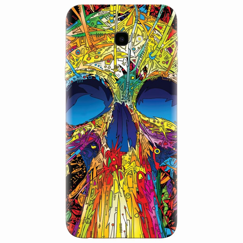 Husa silicon pentru Samsung Galaxy J4 Plus, Abstract Multicolored Skull