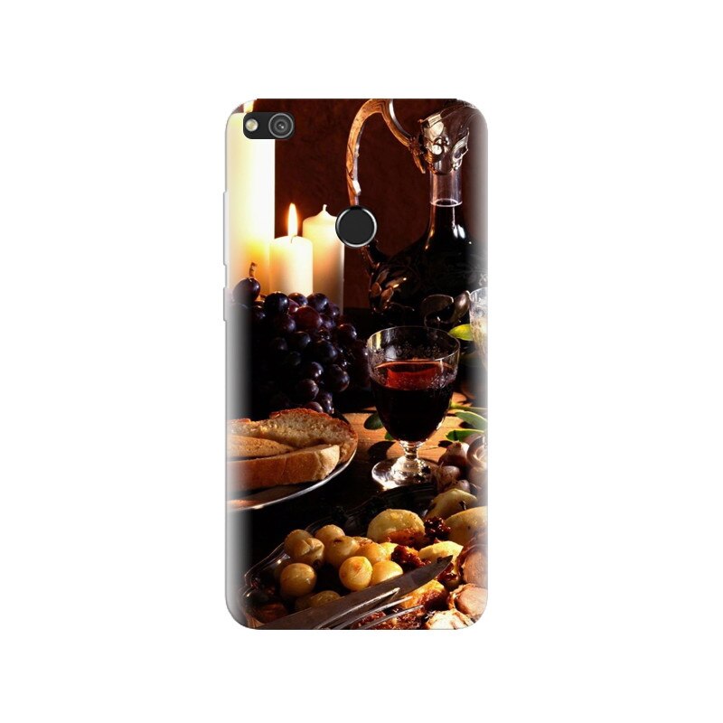 Husa Huawei P8 Lite 2017 Delicious Meal Food Wine Grapes Steak Candles