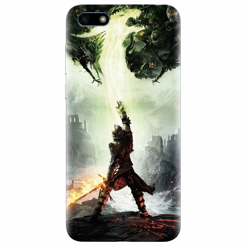 Husa silicon pentru Huawei Y5 Prime 2018, Green Dragon