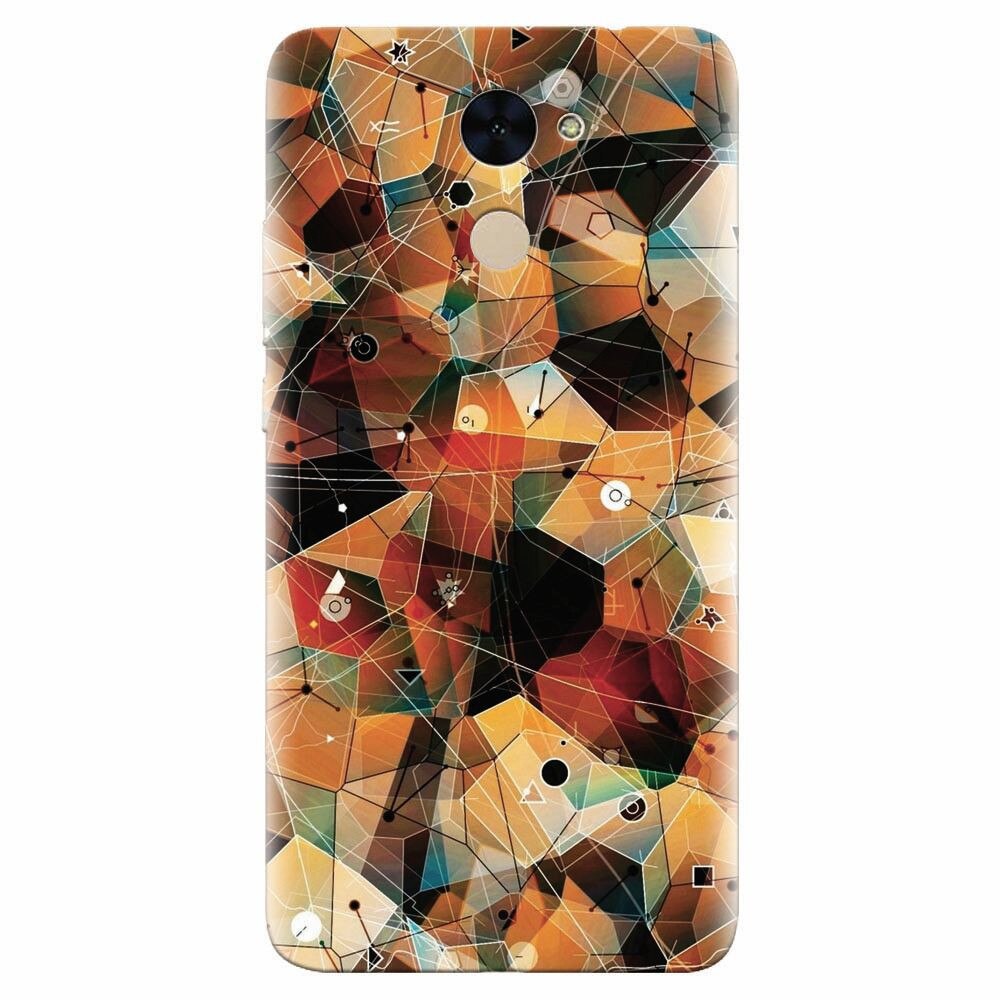 Husa silicon pentru Huawei Enjoy 7 Plus, Abstract Triangles Connected Lines