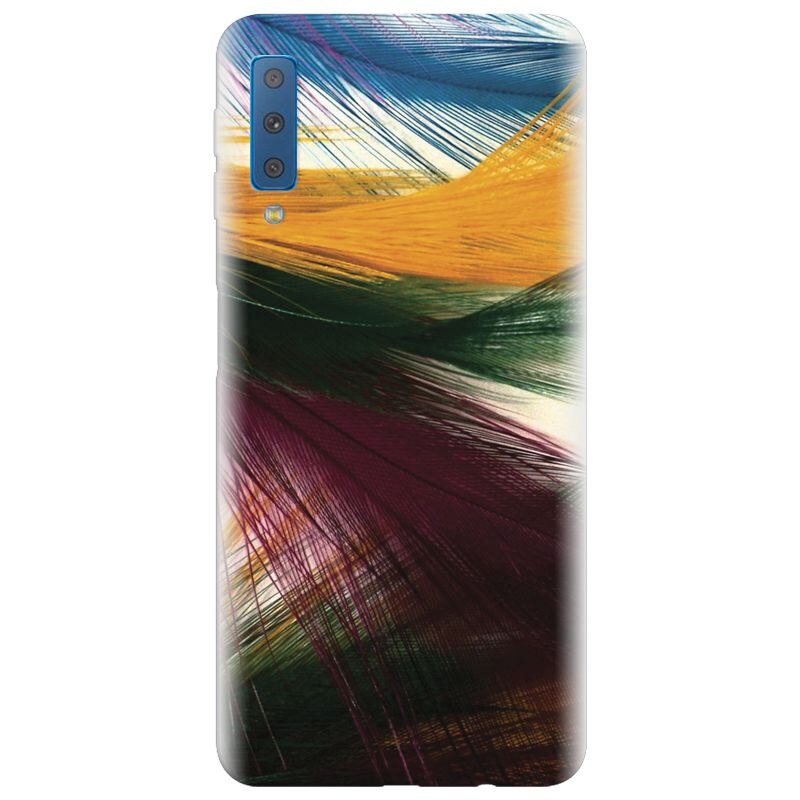 Husa silicon pentru Samsung Galaxy A7 2018, Colorful Peacock Feathers