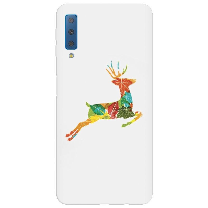 Husa silicon pentru Samsung Galaxy A7 2018, Colorful Reindeer Jump Illustration