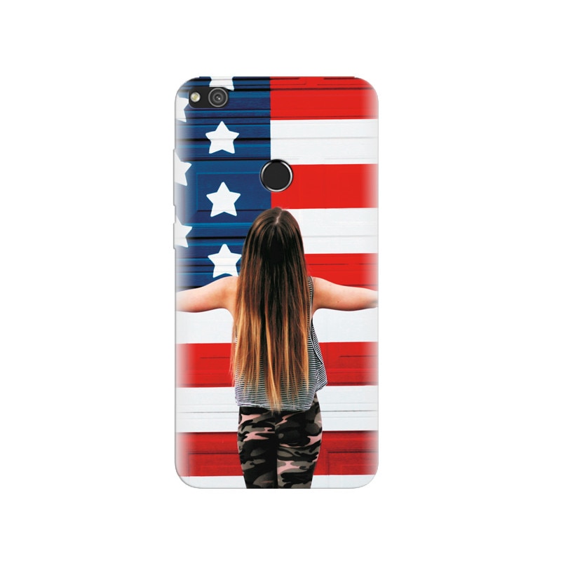 Husa Huawei P8 Lite 2017 American Girl In Front Usa Flag