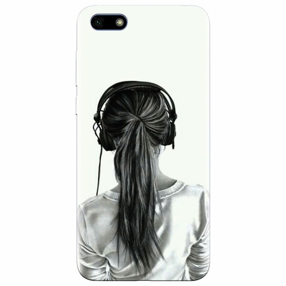 Husa silicon pentru Huawei Y5 Prime 2018, Girl With Headphone