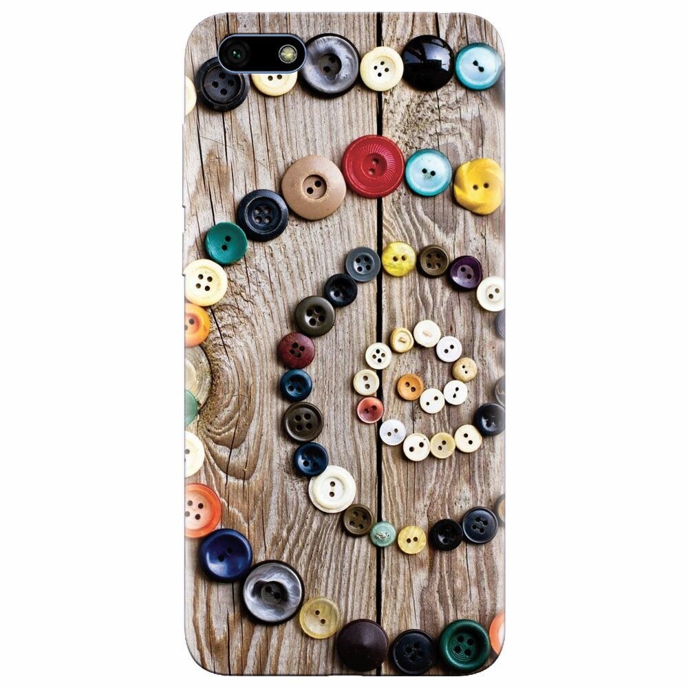 Husa silicon pentru Huawei Y5 Prime 2018, Colorful Buttons Spiral Wood Deck