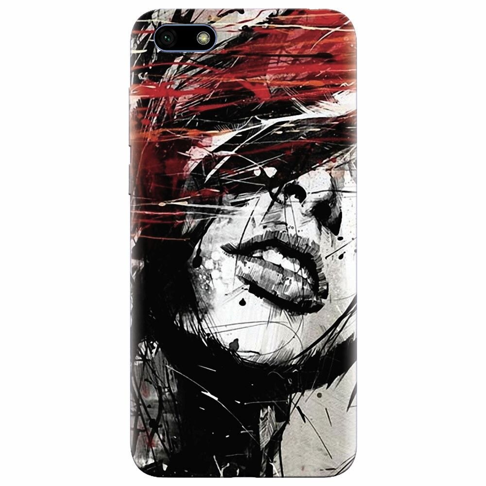 Husa silicon pentru Huawei Y5 Prime 2018, Byroglyphics Woman Drawing