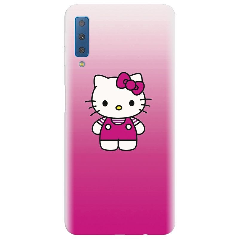 Husa silicon pentru Samsung Galaxy A7 2018, Cute Pink Catty