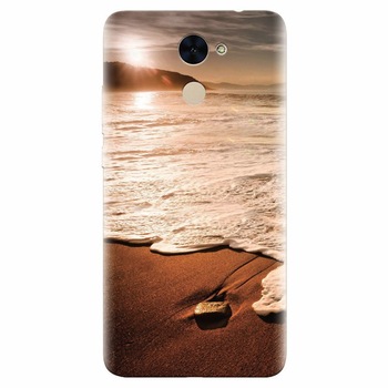 Husa silicon pentru Huawei Enjoy 7 Plus, Sunset Foamy Beach Wave Husa silicon pentru Huawei Enjoy 7 Plus, Sunset Foamy Beach Wave