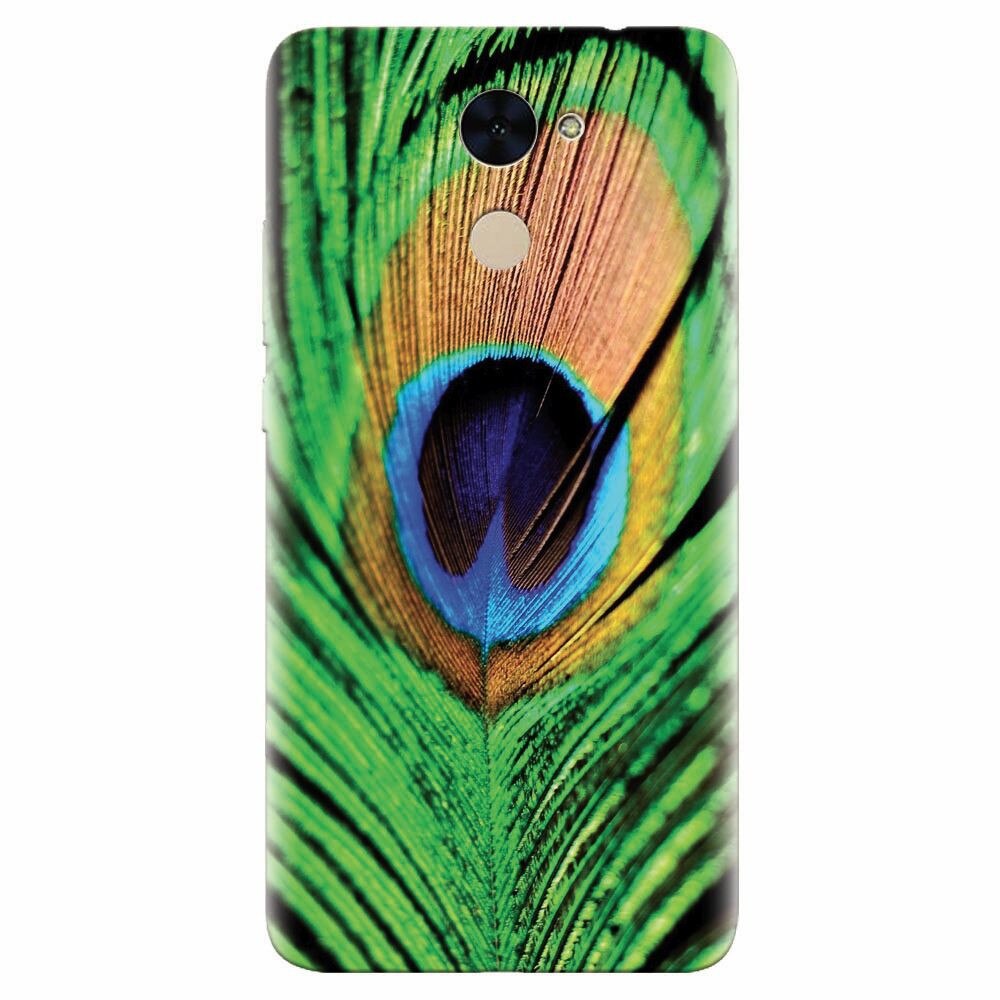 Husa silicon pentru Huawei Enjoy 7 Plus, Peacock Feather Green Blue