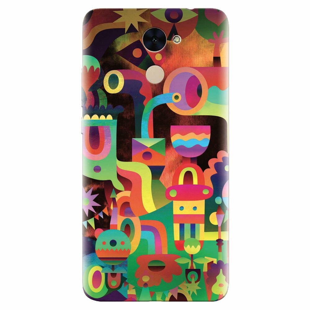 Husa silicon pentru Huawei Enjoy 7 Plus, Abstract Colorful Shapes