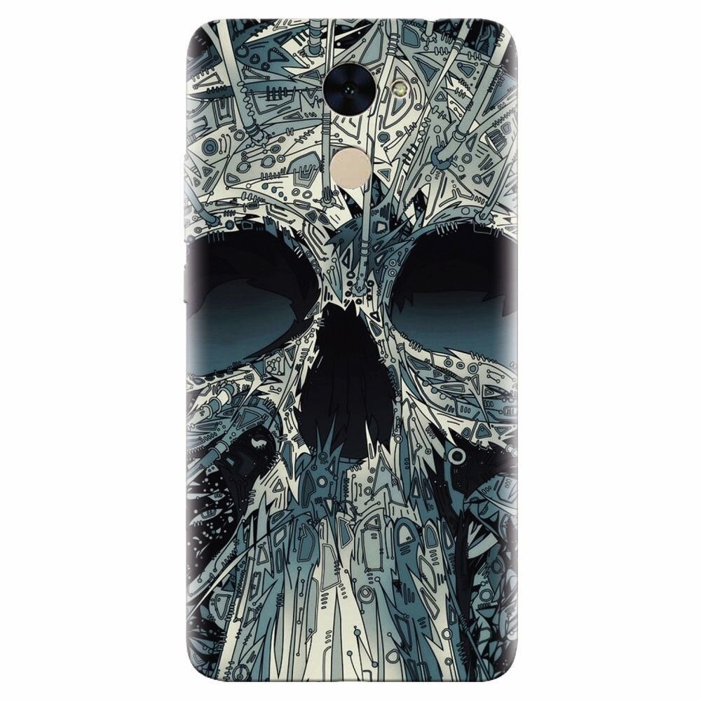 Husa silicon pentru Huawei Enjoy 7 Plus, Abstract Skull Artwork Illustration