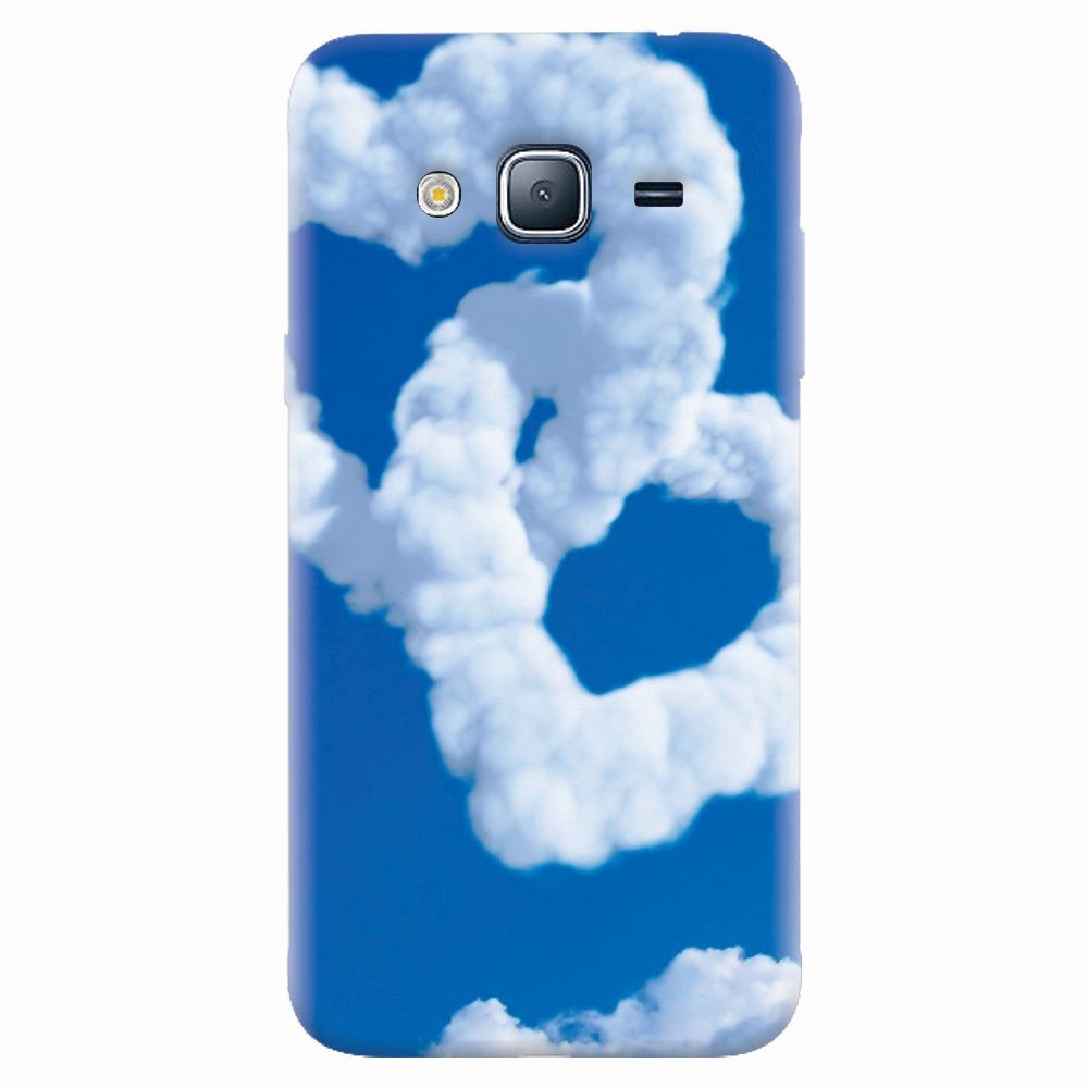 Husa silicon pentru Samsung Galaxy J7 2015, Heart Shaped Clouds Blue Sky