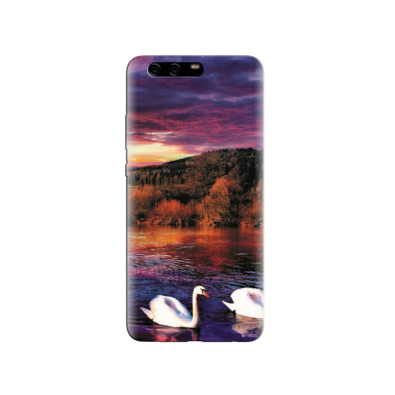 Husa Huawei P10 PLUS White Beautiful Duck Couple Swim In Pond