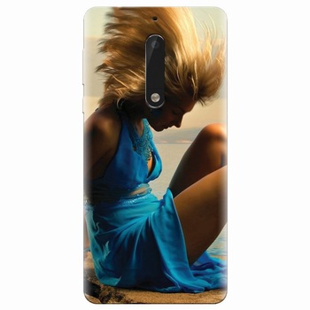 Husa silicon pentru Nokia 5, Girl In Blue Dress Husa silicon pentru Nokia 5, Girl In Blue Dress