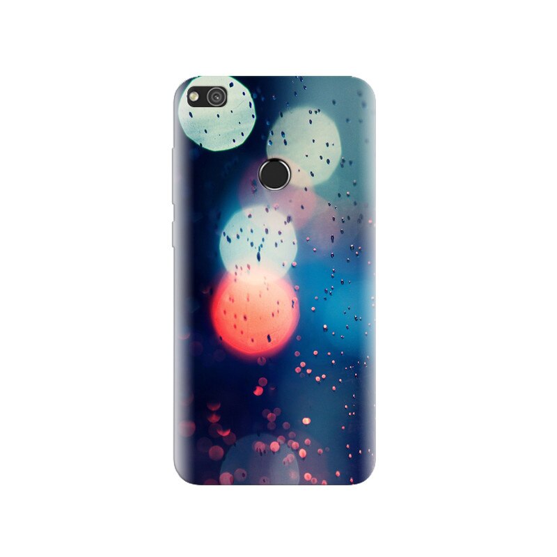 Husa Huawei P8 Lite 2017 Bokeh Blue Red City Lights Rain Drops Window