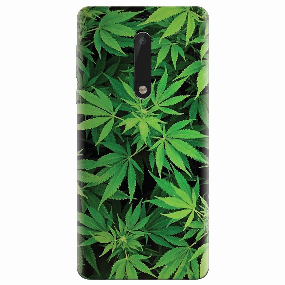 Husa silicon pentru Nokia 5, Green Leaf Pattern
