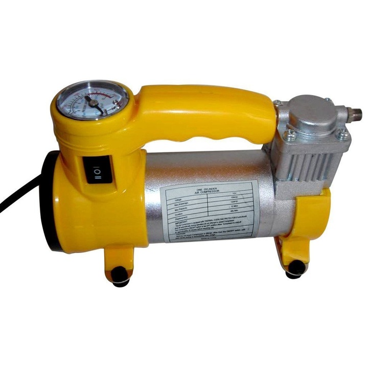 Compresor Auto Bigshot™ HX-302, 12 V, 35 L/Min, 150 PSI, cu Accesorii pentru Umflat, Galben