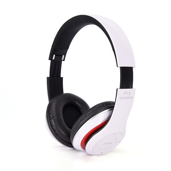 Casti Bluetooth Soundvox™ P-15 cu microfon, Over The Ear, Radio FM, Albe Casti Bluetooth Soundvox™ P-15 cu microfon, Over The Ear, Radio FM, Albe