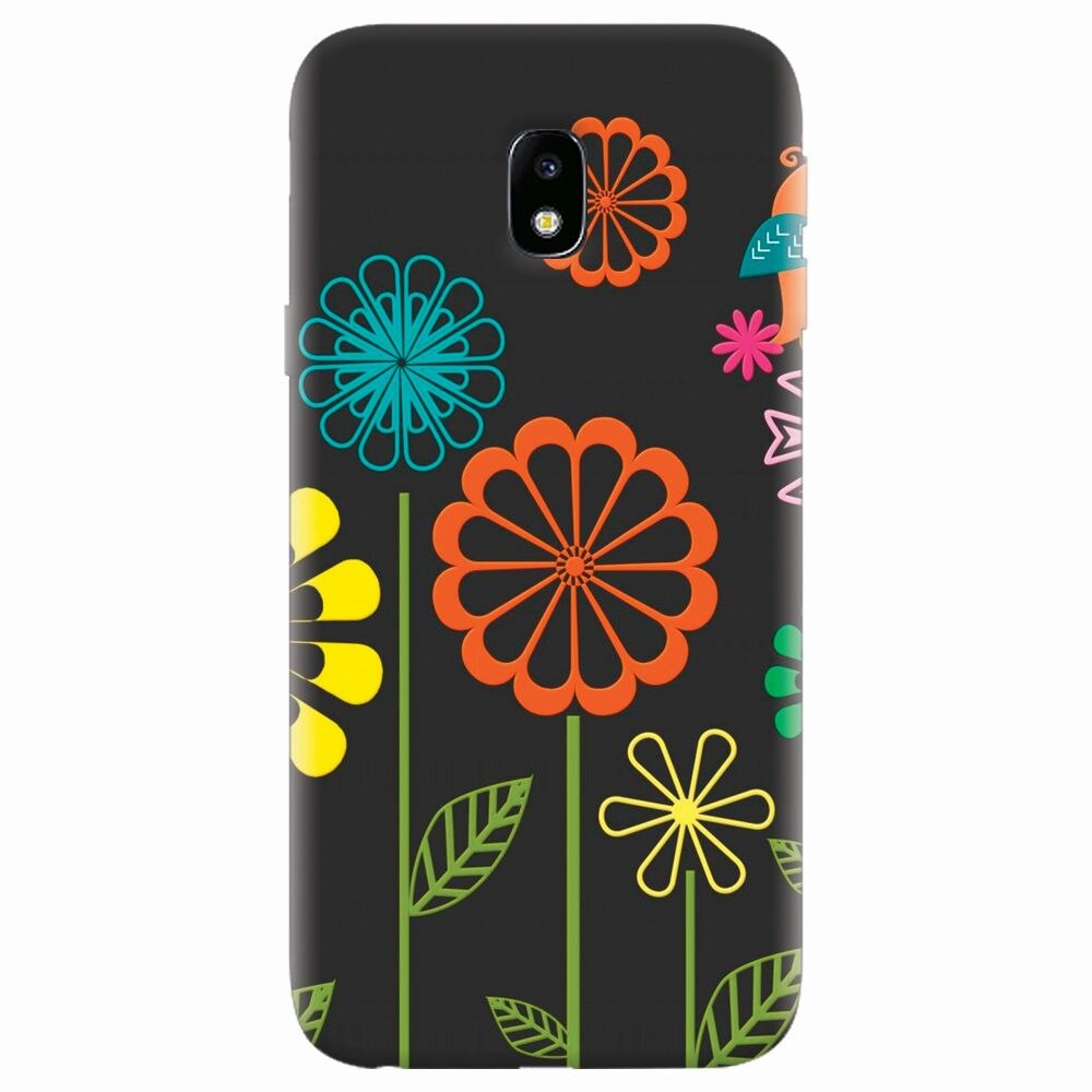 Husa silicon pentru Samsung Galaxy J7 2017, Colorful Spring Birds Flowers Vectors