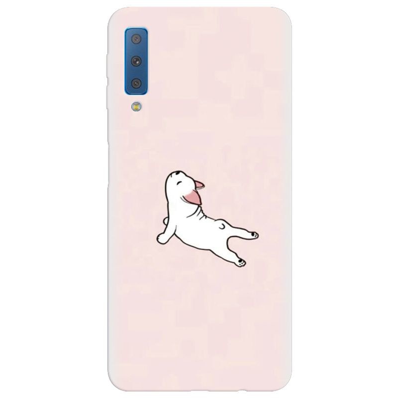 Husa silicon pentru Samsung Galaxy A7 2018, Cute Dog Streching