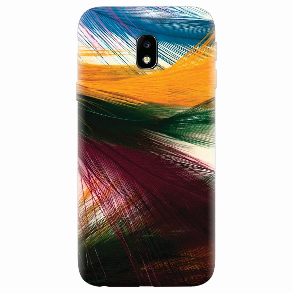 Husa silicon pentru Samsung Galaxy J7 Pro 2017, Colorful Peacock Feathers