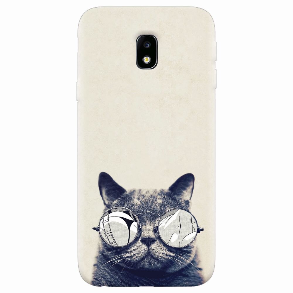 Husa silicon pentru Samsung Galaxy J7 Pro 2017, Cool Cat Glasses