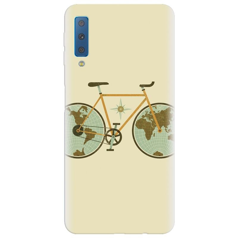 Husa silicon pentru Samsung Galaxy A7 2018, Retro Bicycle Illustration