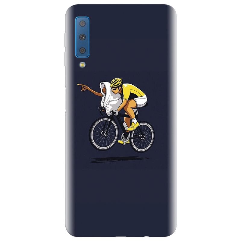 Husa silicon pentru Samsung Galaxy A7 2018, ET Riding Bike Funny Illustration