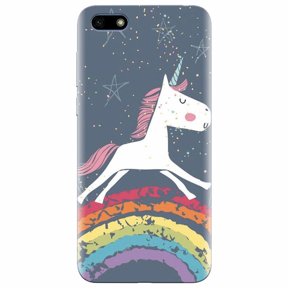 Husa silicon pentru Huawei Y5 Prime 2018, Unicorn Rainbow