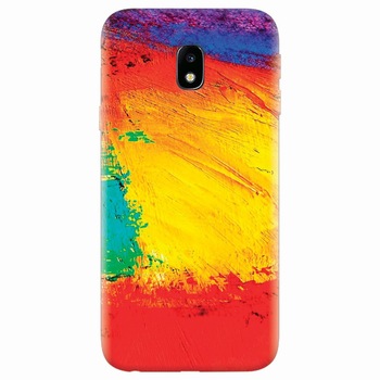 Husa silicon pentru Samsung Galaxy J7 2017, Colorful Dry Paint Strokes Texture Husa silicon pentru Samsung Galaxy J7 2017, Colorful Dry Paint Strokes Texture
