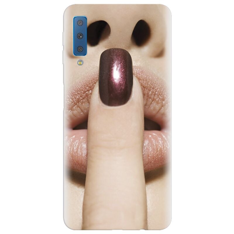 Husa silicon pentru Samsung Galaxy A7 2018, Finger Purple Nailpolish Girl Lips