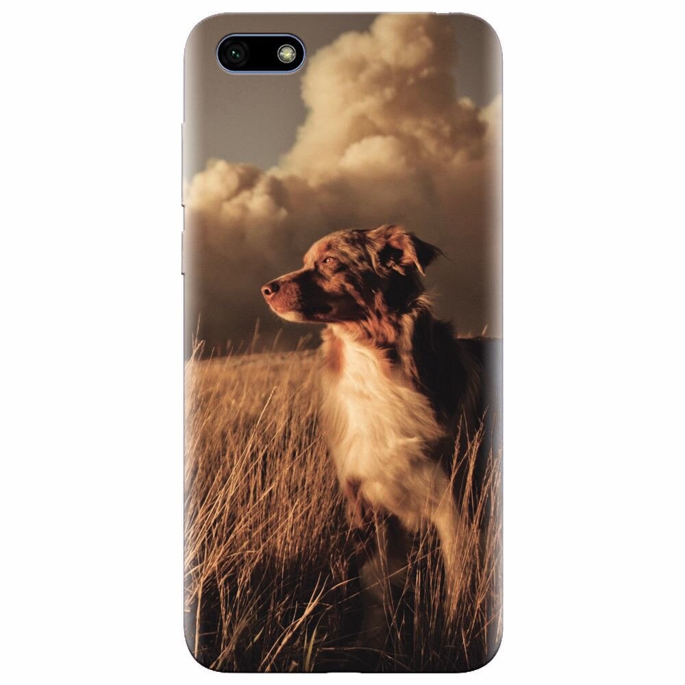Husa silicon pentru Huawei Y5 Prime 2018, Alone Dog Animal In Grass
