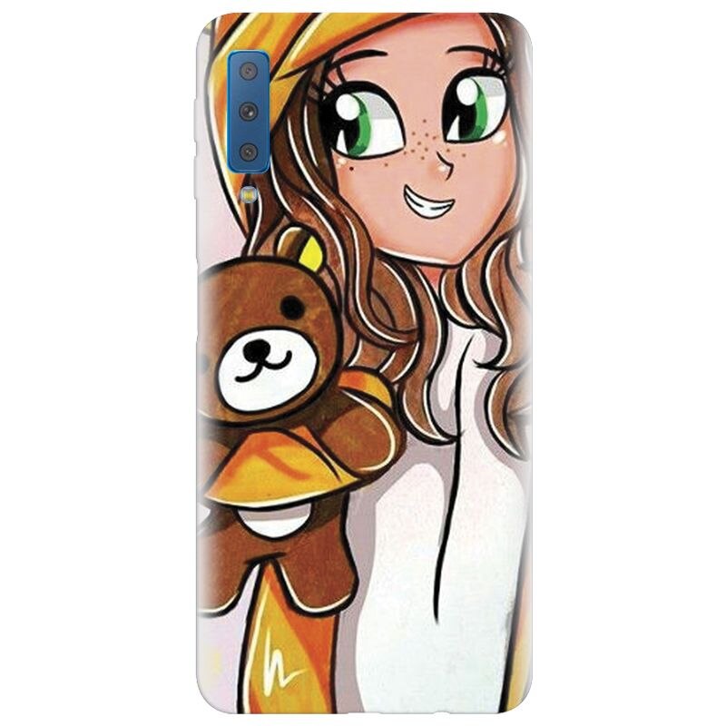 Husa silicon pentru Samsung Galaxy A7 2018, Girl With Little Bear
