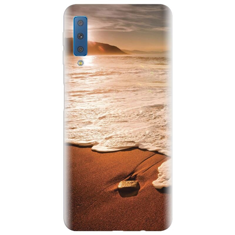 Husa silicon pentru Samsung Galaxy A7 2018, Sunset Foamy Beach Wave