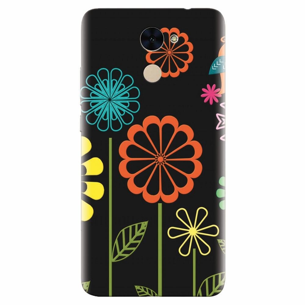 Husa silicon pentru Huawei Nova Lite Plus, Colorful Spring Birds Flowers Vectors