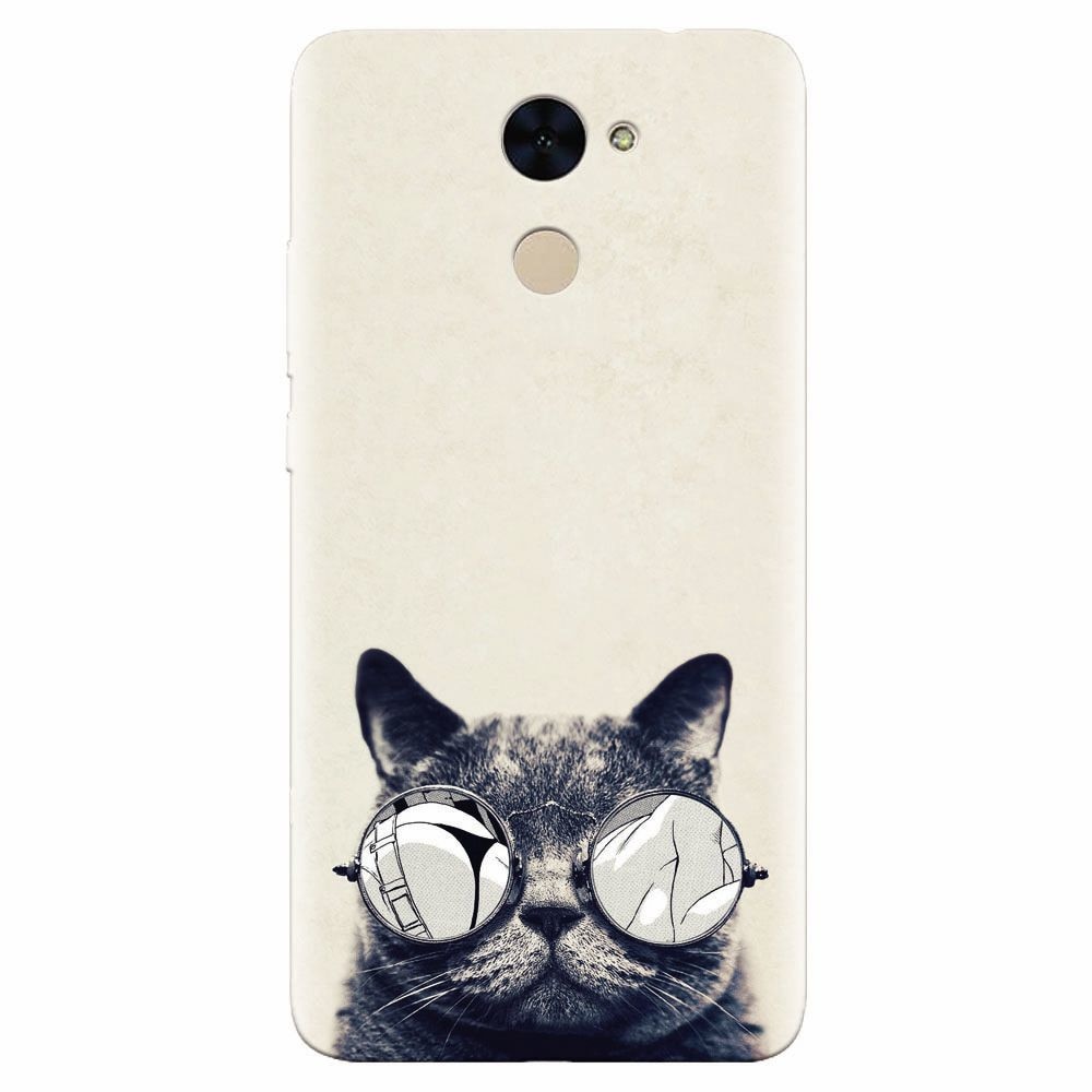 Husa silicon pentru Huawei Enjoy 7 Plus, Cool Cat Glasses