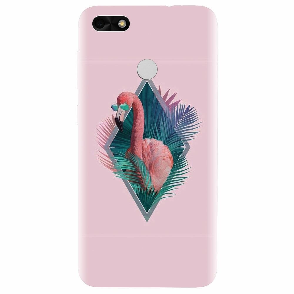Husa silicon pentru Huawei Y6 Pro 2017, Flamingo With Sunglass