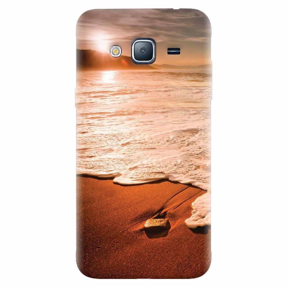 Husa silicon pentru Samsung Galaxy J7 2015, Sunset Foamy Beach Wave