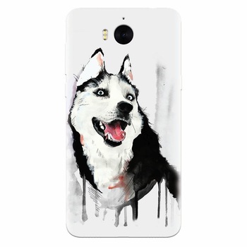 Husa silicon pentru Huawei Y5 2017, Husky Dog Watercolor Illustration Husa silicon pentru Huawei Y5 2017, Husky Dog Watercolor Illustration