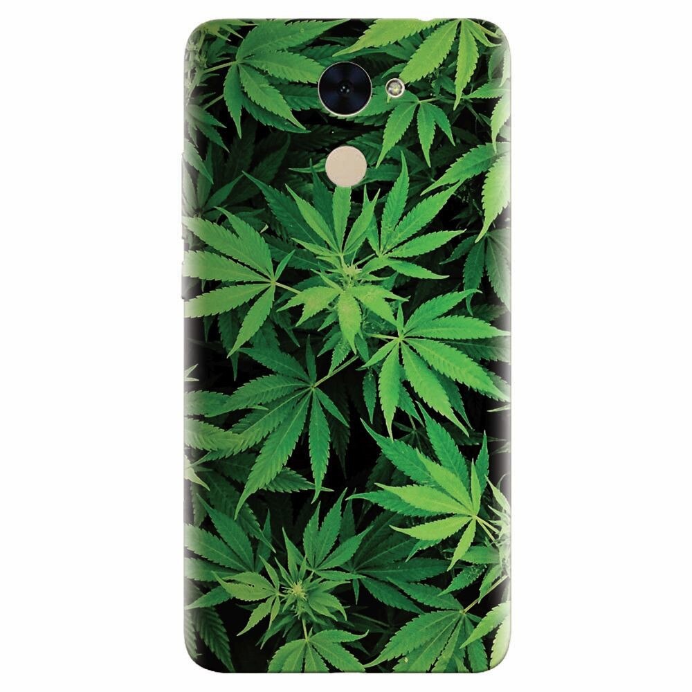 Husa silicon pentru Huawei Enjoy 7 Plus, Green Leaf Pattern