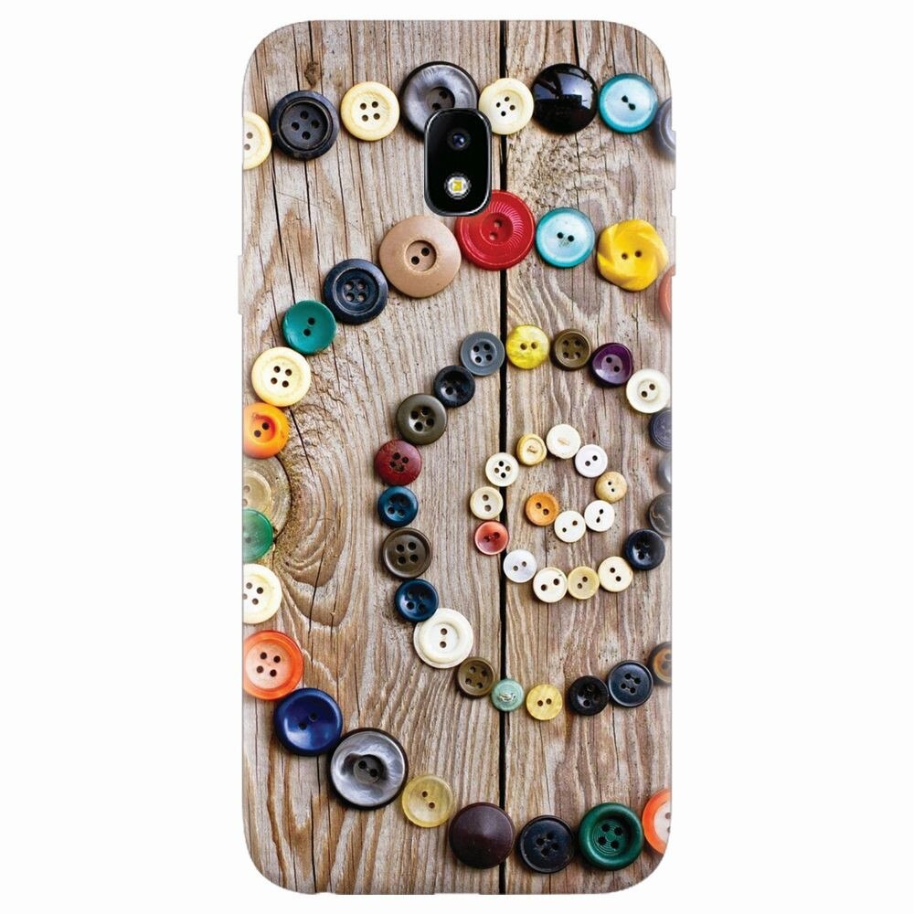 Husa silicon pentru Samsung Galaxy J7 2017, Colorful Buttons Spiral Wood Deck