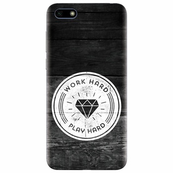 Husa silicon pentru Huawei Y5 Prime 2018, Work Hard Play Hard Husa silicon pentru Huawei Y5 Prime 2018, Work Hard Play Hard