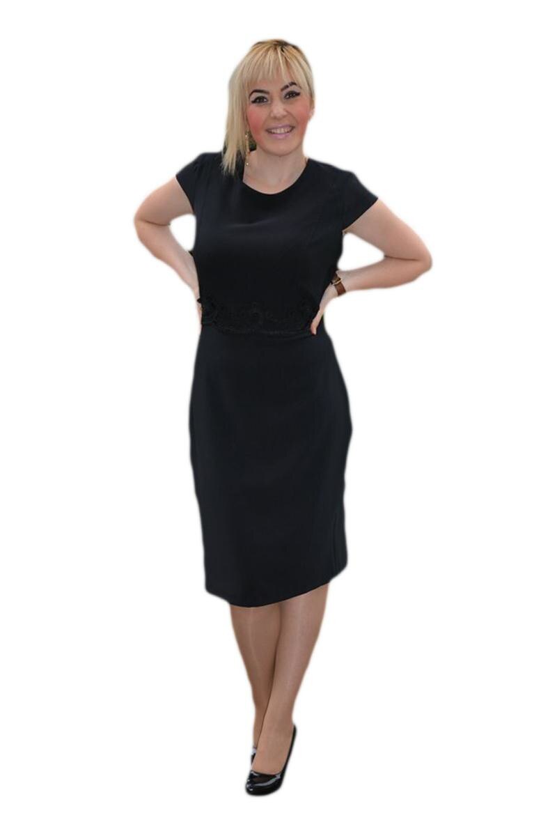 Rochie simpla de ocazie cu maneca scurta, Negru