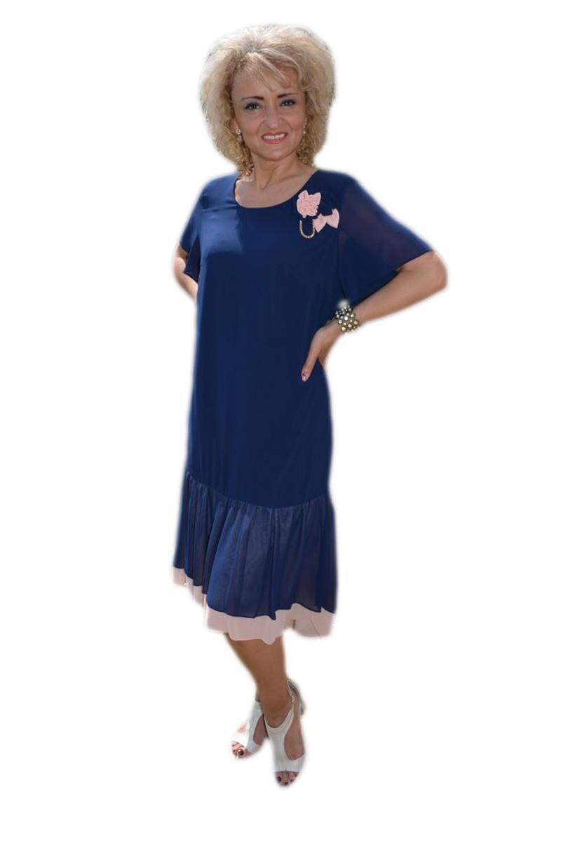 Rochie moderna din voal,D&J Exclusive, Bleumarin -roz