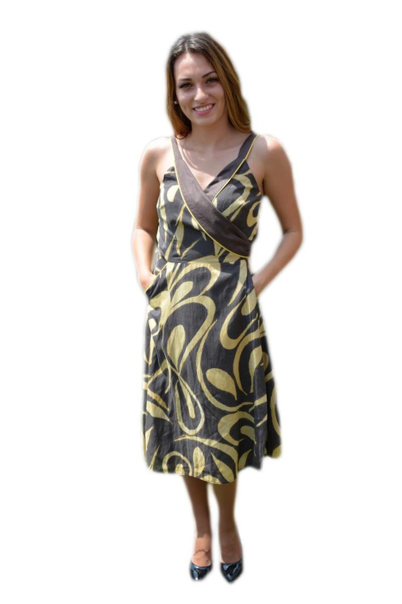 Rochie comoda cu croi lejer, bretele late,D&J Exclusive, Maro-Auriu