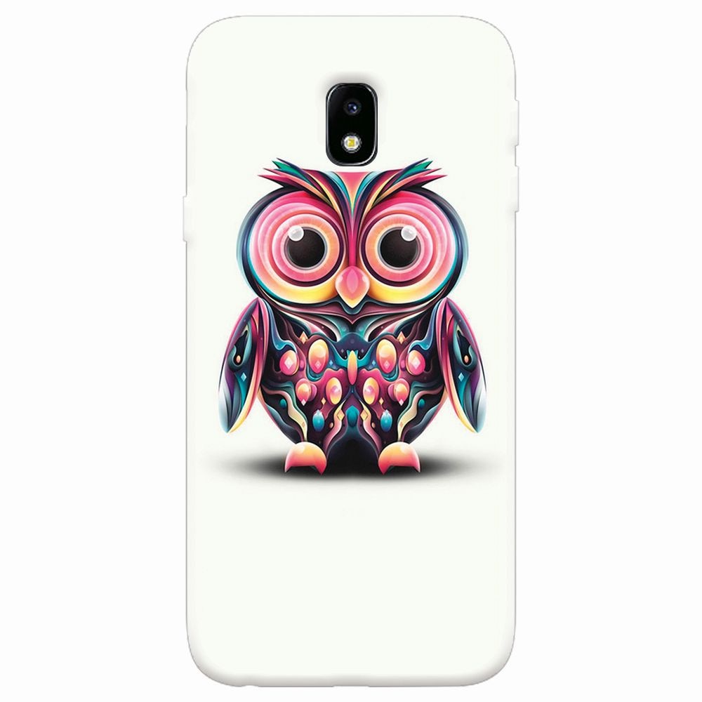 Husa silicon pentru Samsung Galaxy J7 Pro 2017, Colorful Owl Illustration