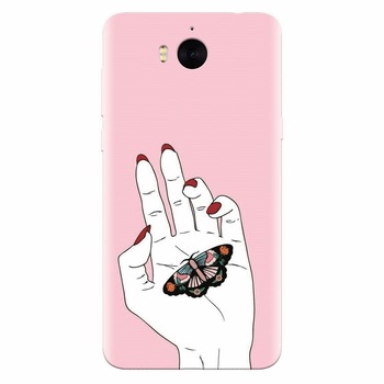 Husa silicon pentru Huawei Y6 2017, Butterfly In Hand Husa silicon pentru Huawei Y6 2017, Butterfly In Hand