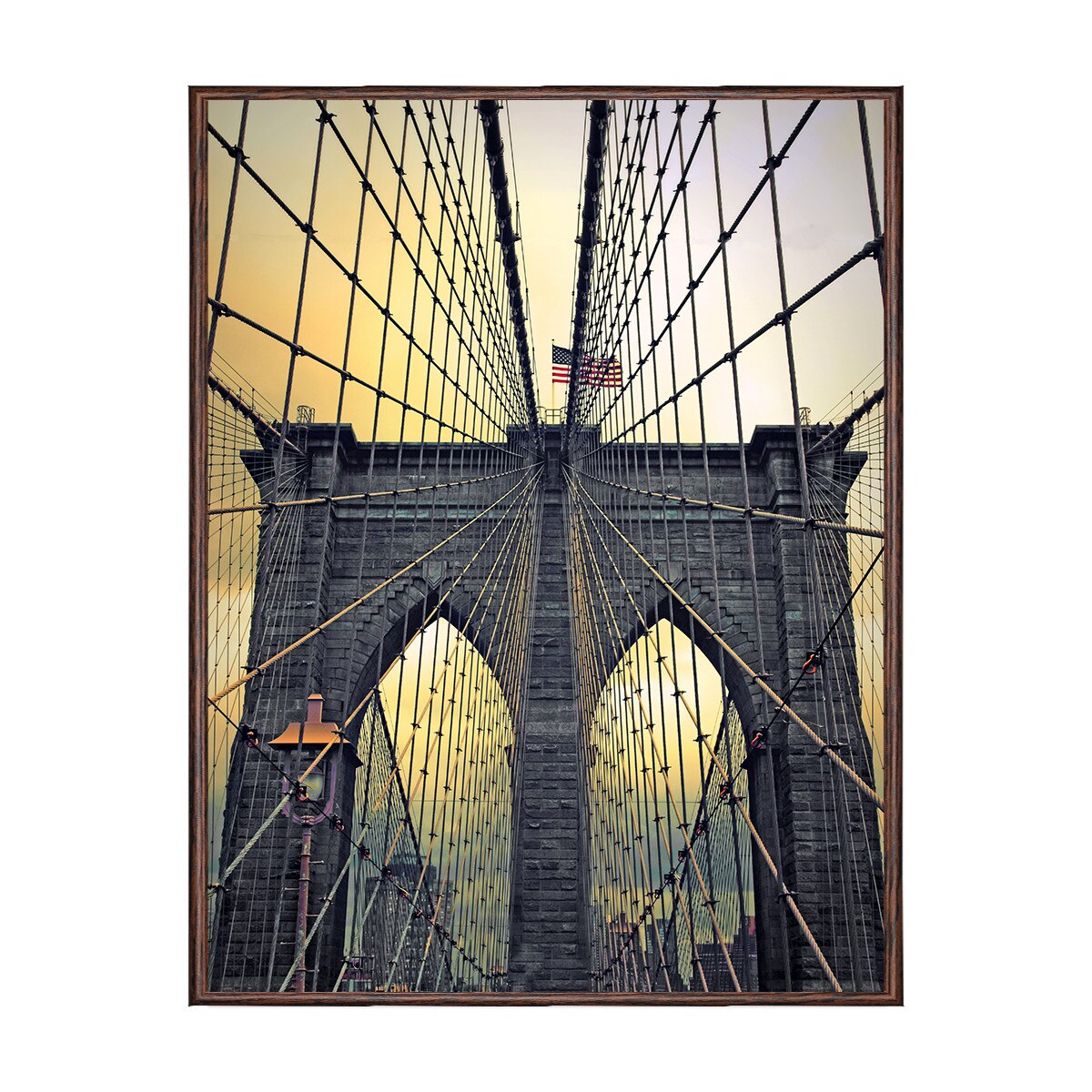 Tablou Canvas Inramat - Canbox - Podul Brooklyn, Rama Wenge, 60 x 80 cm