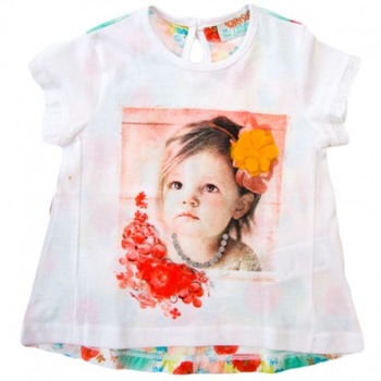 Tricou copii alb cu imprimeu floral 12 luni Tricou copii alb cu imprimeu floral 12 luni