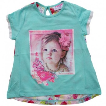 Tricou copii verde cu imprimeu floral 18 luni Tricou copii verde cu imprimeu floral 18 luni